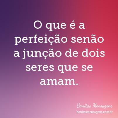 O Que é A Perfeição Senão A Junção De Dois Seres Que Se Amam. | Frases ...